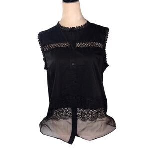 NWT Tahari Zeena Sz M Sleeveless Blouse Goth Romantic Lace and Netting